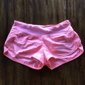 Pink lined lulu speed shorts
